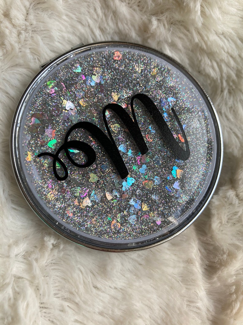 Glitter Personalized Mirror, Travel Mirror, Glitter Mirror, Compact Mirror image 7