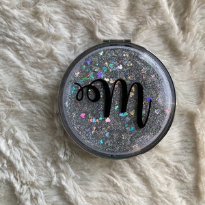 Glitter Personalized Mirror, Travel Mirror, Glitter Mirror, Compact Mirror image 3