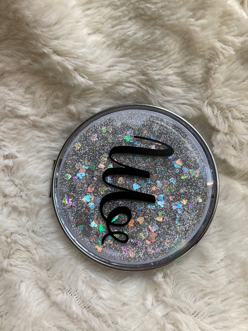 Glitter Personalized Mirror, Travel Mirror, Glitter Mirror, Compact Mirror image 6