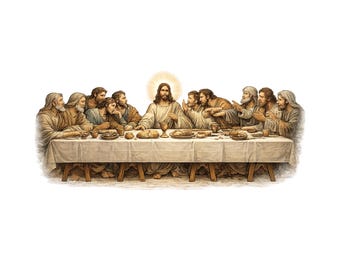 SVG de la Última Cena, PNG de la Última Cena de Jesús, SVG de arte mural cristiano, imágenes prediseñadas religiosas, archivo de corte para Cricut, diseño de escena bíblica
