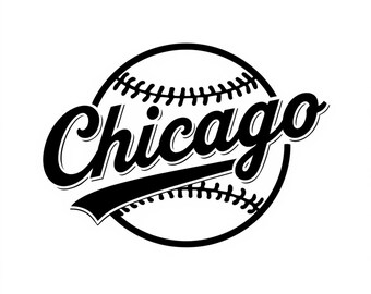 SVG de béisbol de Chicago, PNG de béisbol retro, SVG de diseño deportivo vintage, archivo de corte para Cricut, insignia de béisbol, logotipo de rayos de sol