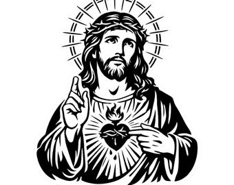 Jesús SVG, Sagrado Corazón de Jesús PNG, diseño cristiano SVG, imágenes prediseñadas religiosas, archivo de corte para Cricut, diseño de fe