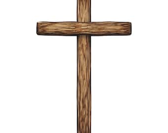 Cruz cristiana de madera SVG, cruz rústica PNG, diseño de fe con textura de madera, imágenes prediseñadas de cruz de granja, arte mural religioso imprimible, decoración campestre