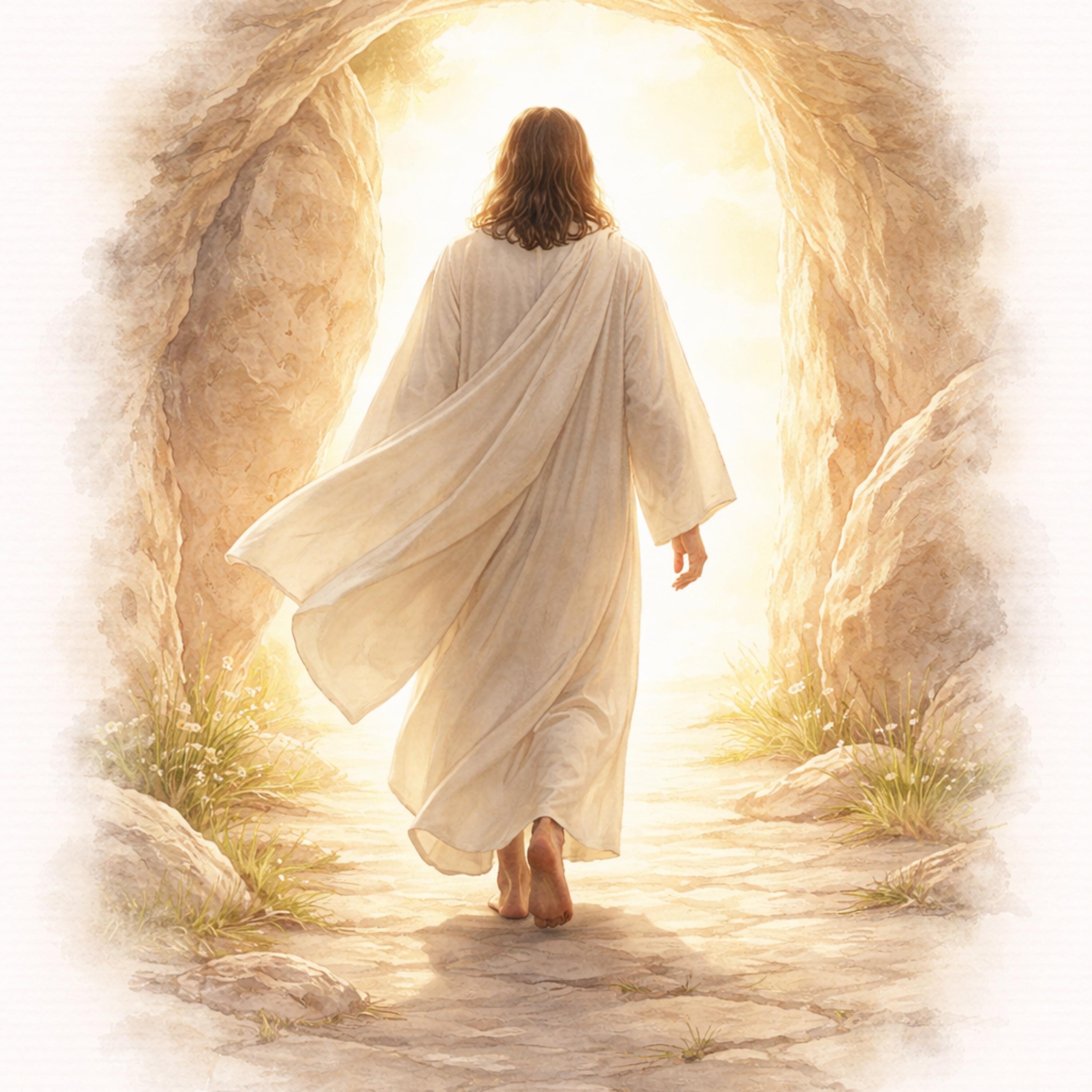 Jesus Resurrection Wall Art, Jesus Walking Out of Tomb Print, Christian ...