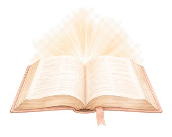 Biblia abierta PNG, ilustración cristiana en tonos pastel, imágenes prediseñadas de la Biblia brillante, arte bíblico en acuarela, fe PNG, decoración de libros religiosos