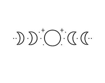 Fases lunares SVG, Arte lineal celestial SVG, Diseño minimalista de fases lunares, Archivo Cricut de luna bohemia, Astrología SVG, Contorno de la luna, SVG imprimible JPG
