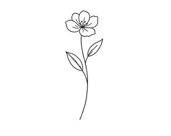 SVG de flores minimalistas, SVG de arte botánico lineal, diseño de contorno floral, archivo Cricut de flores elegantes, SVG de hojas simples, imágenes prediseñadas florales bohemias