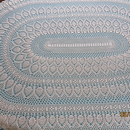 Delicate Crochet Tablecloth Oval 100 Hand Crocheted Table Etsy