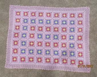 Crocheted Baby Afghan/Lap Blanket--Lacy Squares