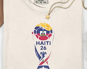 Comfort Colors Haiti Flag Colors Tribute Style Soccer Graphic Tee, World Tournament Animated Design, Football Inspired Gift for Fans T-Shirt