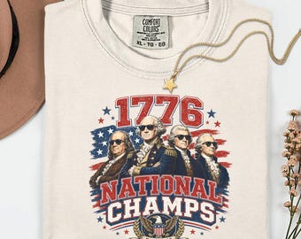 Comfort Colors 1776 National Champs Shirt, Founding Fathers Patriotic Tee, Vintage American Flag Graphic, Fourth Of July Gift For USA Fans
