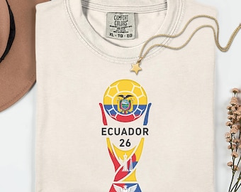 Comfort Colors Ecuador Soccer Trophy Graphic Tee, World Tournament Football Fan Unisex Shirt
