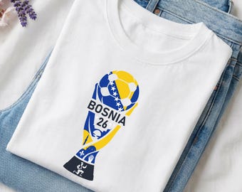 Bosnia Flag Animated Tribute Fans Graphic Tee, Soccer World Tournament Inspired Design, Football Supporters Sports Gift Shirt