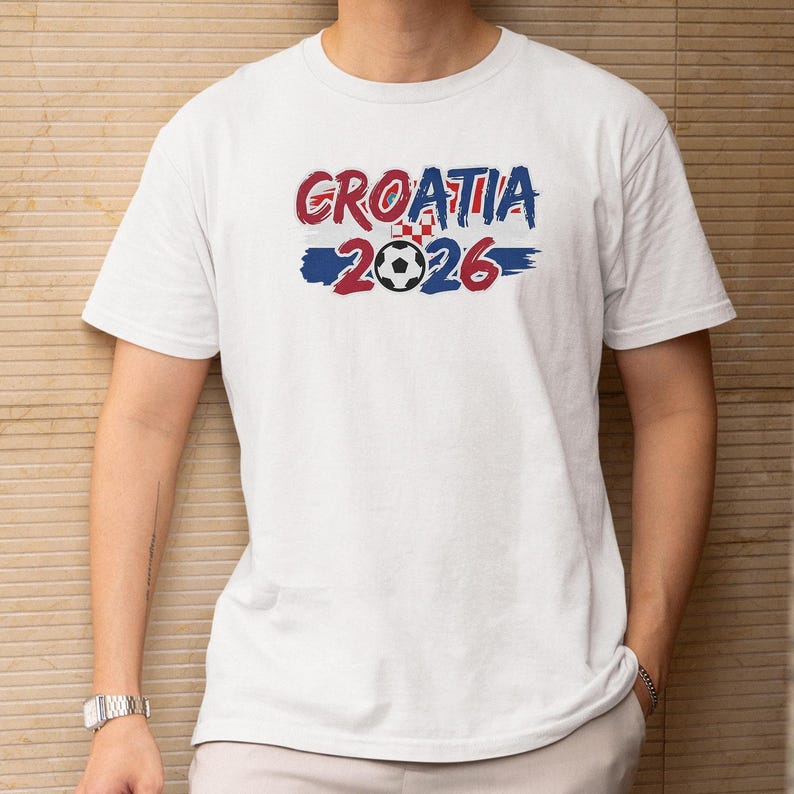 Croatia Flag Animated Tribute for Fans Graphic Tee, Soccer World Tournament Inspired Design, Football Supporters Sports Gift Unisex T-Shirt bild 4