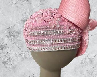 Pink & Silver Fascinator with Bow