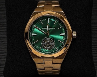 Vintage automatisch Vacheron Constantin-horloge | Groene wijzerplaat gouden roestvrijstalen armband