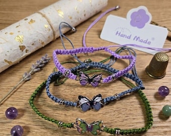 Handmade Butterfly Bracelets, Adjustable Braided Cord Bracelet, Gift for Friends, Boho Chic Jewelry, and Minimalist Accent.