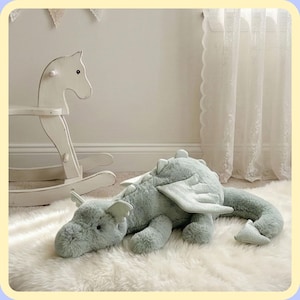 Jellycat Sage Dragon Plush | Pale Green Stuffed Animal | Cute Fantasy Toy Gift