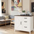Rustic White Farmhouse File Cabinet Three Drawers Storage Door Printer Stand Home Office