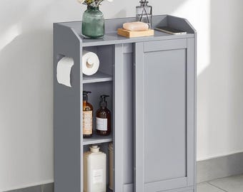 Slim Bathroom Storage Cabinet Narrow Organizer Sliding Door Toilet Paper Holder