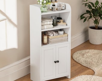 Slim Bathroom Storage Cabinet Freestanding Organizer Toilet Paper Shelf Small Spaces
