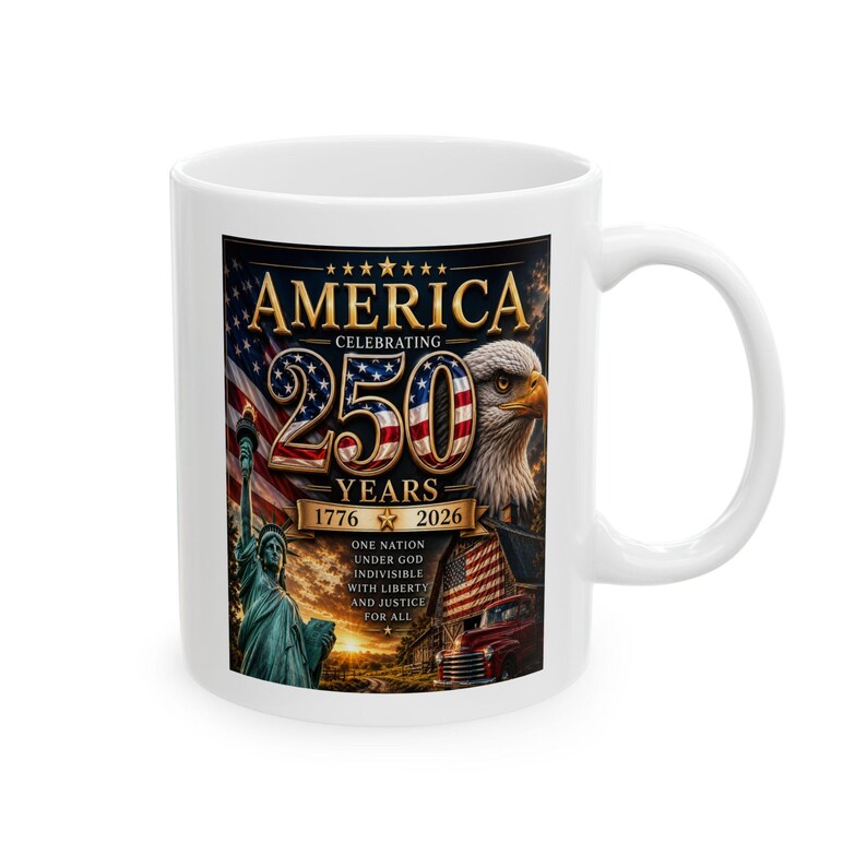 Taza con la bandera de la Estatua de la Libertad y el águila americana / Taza de café patriótica de EE. UU. imagen 3