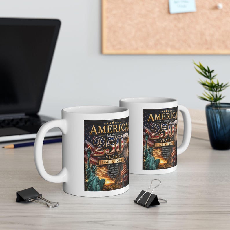 Taza con la bandera de la Estatua de la Libertad y el águila americana / Taza de café patriótica de EE. UU. imagen 4