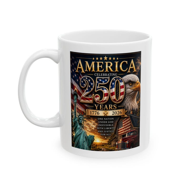 Taza con la bandera de la Estatua de la Libertad y el águila americana / Taza de café patriótica de EE. UU. imagen 2