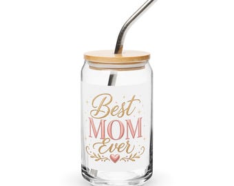 Vaso térmico con lata de vidrio "Blessed Mama", regalo para el Día de la Madre, taza para café helado