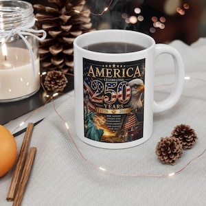 Taza con la bandera de la Estatua de la Libertad y el águila americana / Taza de café patriótica de EE. UU. imagen 1