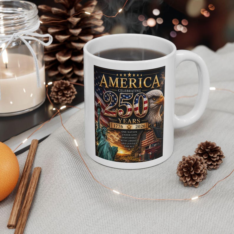 Taza con la bandera de la Estatua de la Libertad y el águila americana / Taza de café patriótica de EE. UU. imagen 1