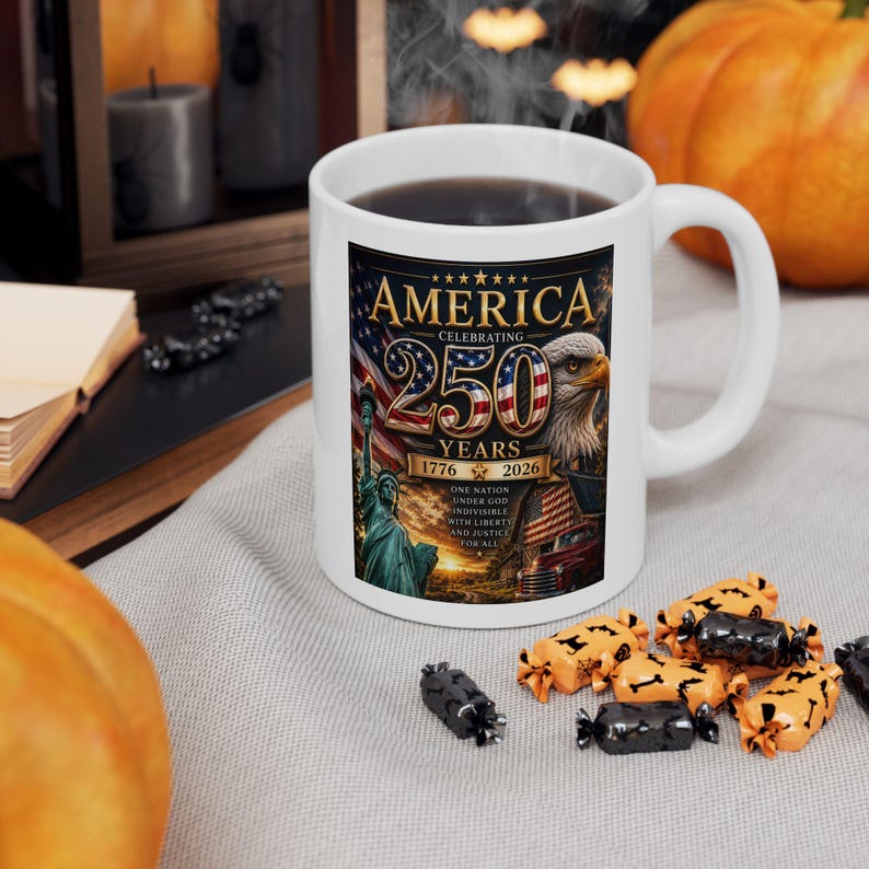 Taza con la bandera de la Estatua de la Libertad y el águila americana / Taza de café patriótica de EE. UU. imagen 5