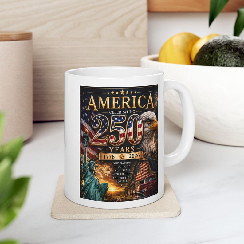 Taza con la bandera de la Estatua de la Libertad y el águila americana / Taza de café patriótica de EE. UU. imagen 6