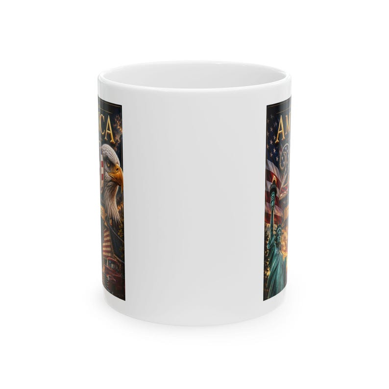 Taza con la bandera de la Estatua de la Libertad y el águila americana / Taza de café patriótica de EE. UU. imagen 11