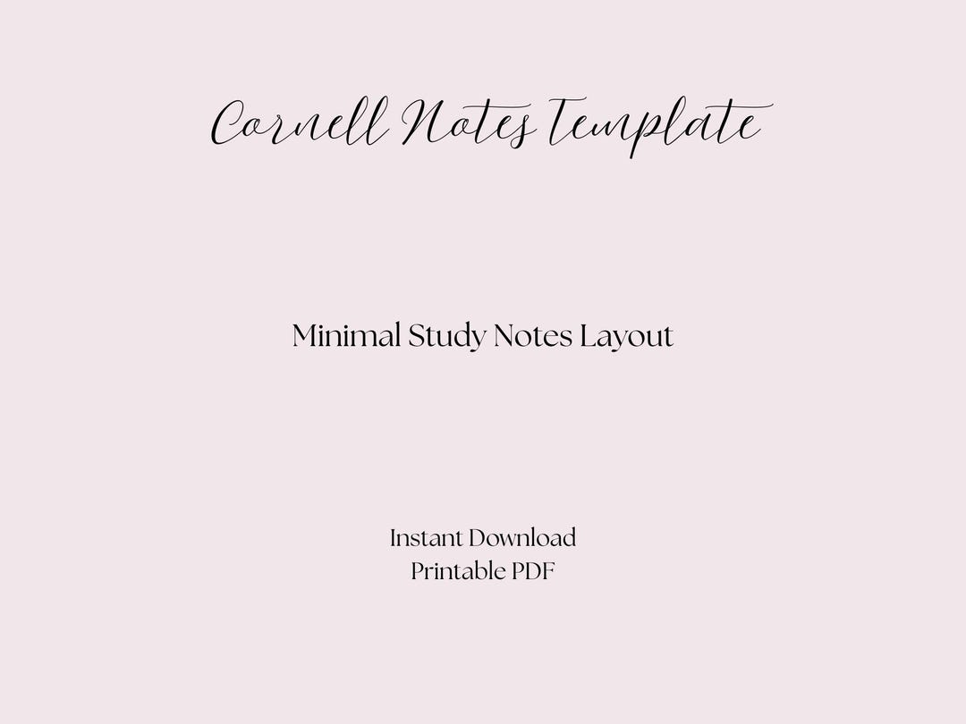 Lecture Notes Minimal Design Cornell Notes Template | Minimal Study Notes Layout (digital Download ...