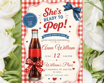 Rosa inbjudan till babyshower med pop-motiv, inbjudan till babyshower med pop-motiv, mall för babyshower med flickatema, babyshower med läsktema