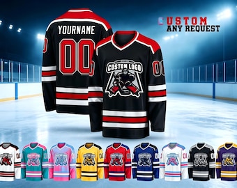 Custom Hockey Jersey, Personalized Name, Number, Team Logo, Uniforms