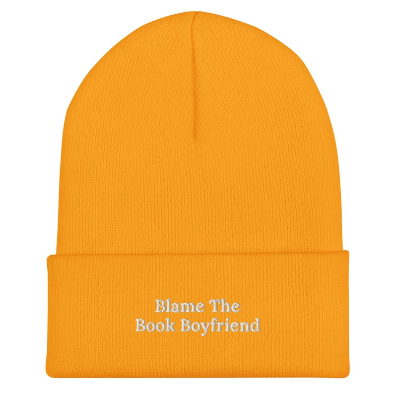 Blame the Book Boyfriend Beanie (Orange) | Romantasy Reader Beanie | Fantasy Book Lover Crop Beanie | Booktok Merch