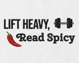 ロマンティックシャツ、ブックトックシャツ、ファンタジーリーダーシャツ – クロップトップホワイト – Lift Heavy Read Spicy – エロティックな読者へのギフト