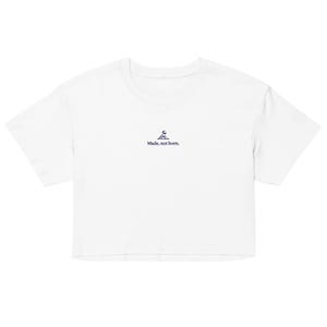 Made, Not Born Crop Top (White) | Fantasy Reader Shirt | Mountain Embroidery | Romantasy Book Lover Tee