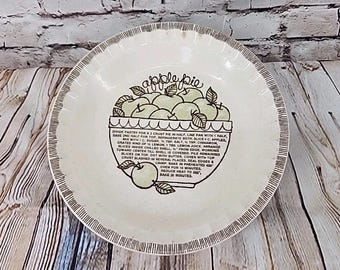 Jeannette Royal China Co Vintage Apple Pie Recipe 11" Ceramic Baking Dish Plate