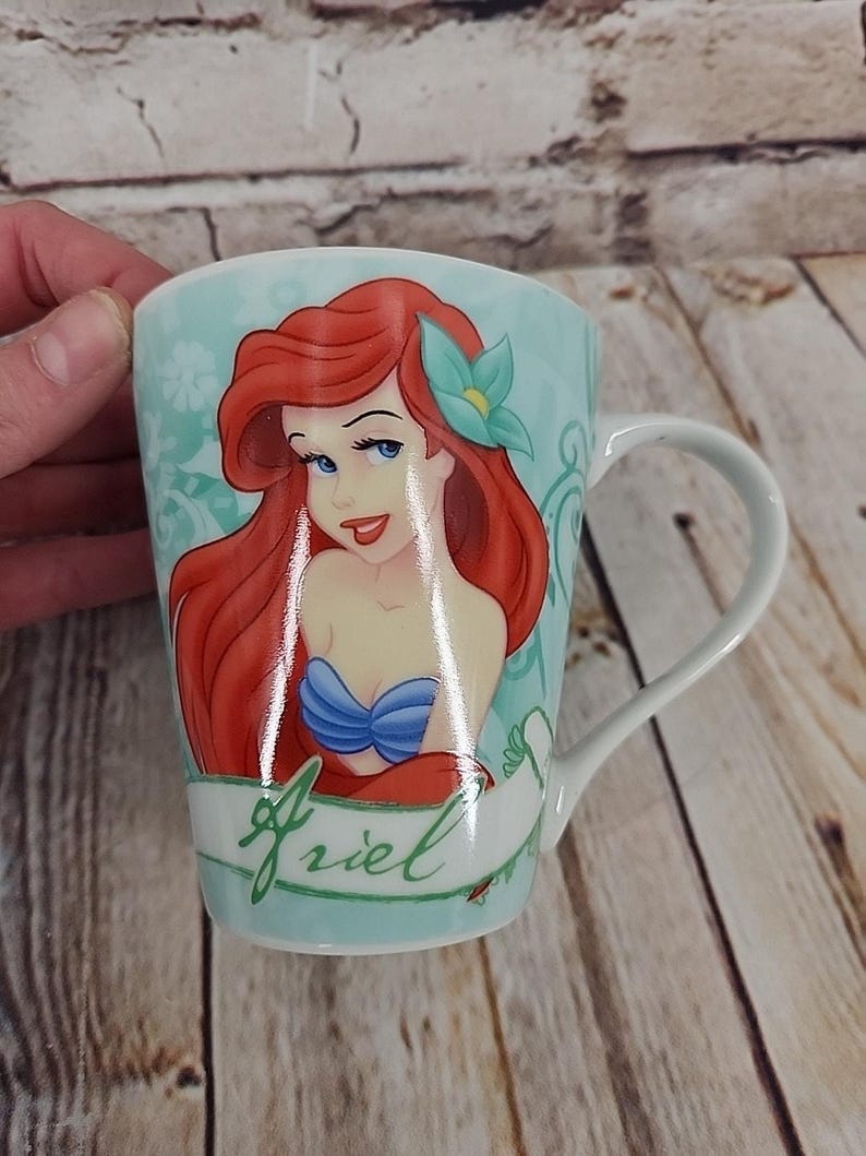 Disney Ariel Little Mermaid Princess Porcelain Coffee Tea Mug Cup Retired VTG 画像 2