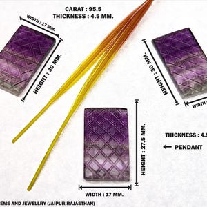 AAA Rainbow Fluorite Hand-Carved Rectangle Set, Lattice Carved Pair & Pendant, 95.5 Ct