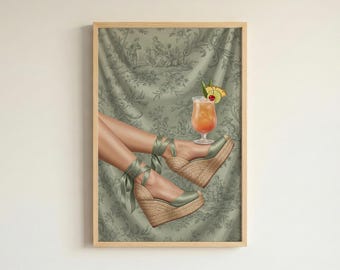 Chic Summer Espadrilles with Tropical Cocktail Art Print