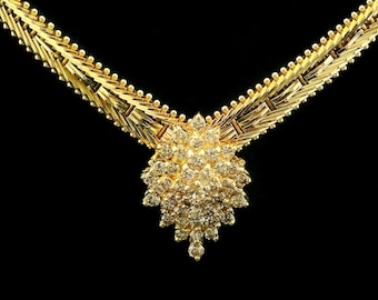 14k Yellow Gold.  Fashion Pendant.  41 Diamond Cluster.