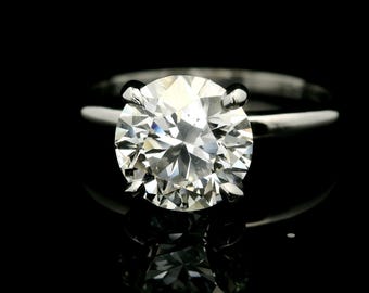 14k White Gold, Natural Diamond, Solitaire Engagement Ring.