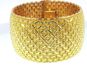 14kt.  Yellow Gold.  Bracelet.  Flexible Bangle.  Polished/Satin.  Woven.