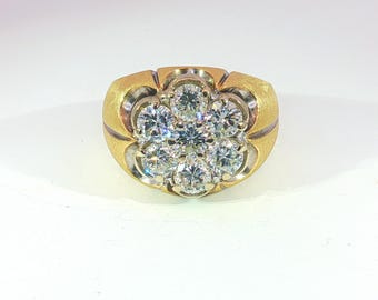 Two Tone Diamond Ring.  7 Round Diamonds.