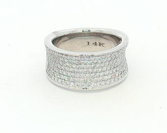 Diamond Pave Ring.  14k White Gold.  177 Diamonds.  All Natural Diamonds