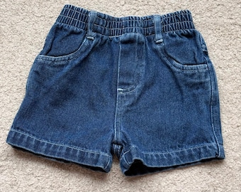 Pantalones cortos vaqueros vintage Sears azul claro con cintura elástica, 100 % algodón, talla para niño pequeño de 11,8 kg (26 lb).